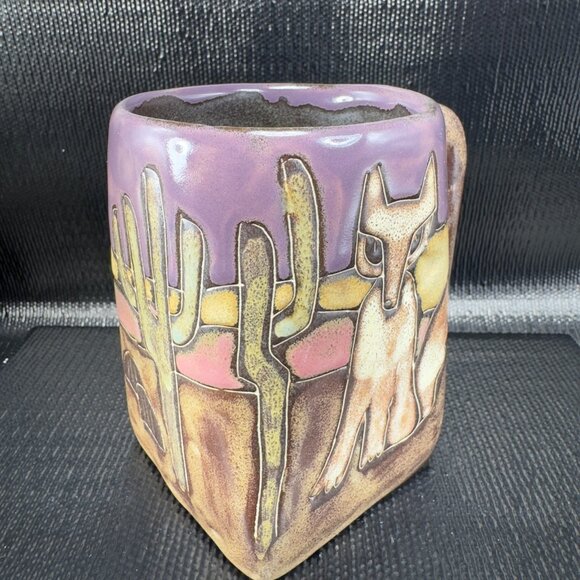 Mara Pottery Stoneware Mug Cup Coyote Desert Cactus Hand Made Mexican Pottery - Picture 4 of 9
